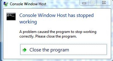 console window host has
      stopped working